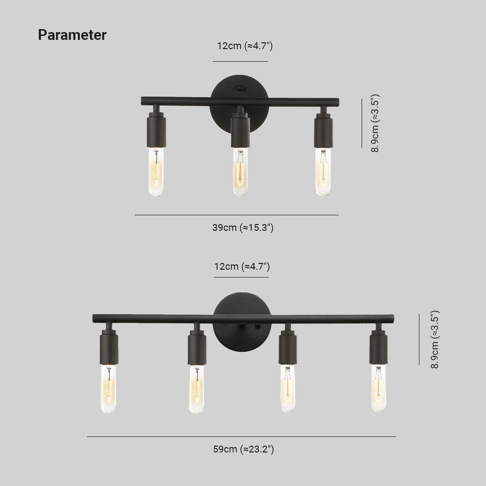 Silva Modern Glass Vanity Wall Lamp, Black, Bathroom, 3/4 Light - Neutralighting