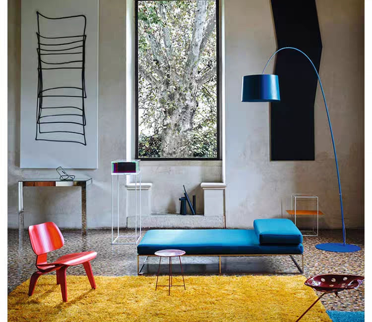 Eryn Floor Lamp Cool Modern, Metal Arc, Black/White/Red/Blue, Bedroom - Neutralighting