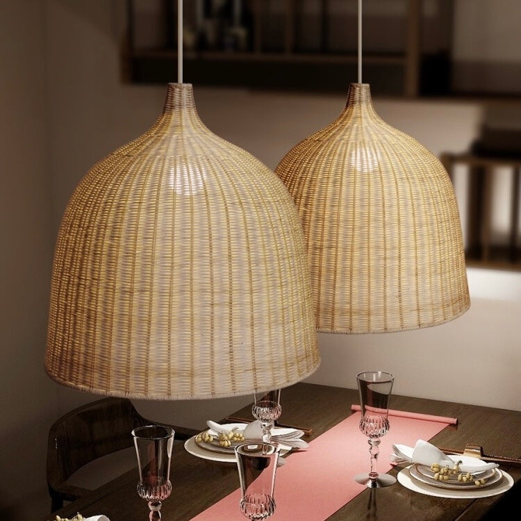 Muto Modern Rattan Pendant Light Over Dining Table/Bedroom - Neutralighting