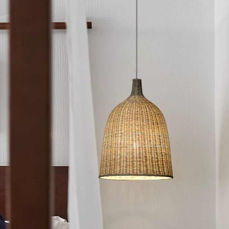 Muto Modern Rattan Pendant Light Over Dining Table/Bedroom - Neutralighting