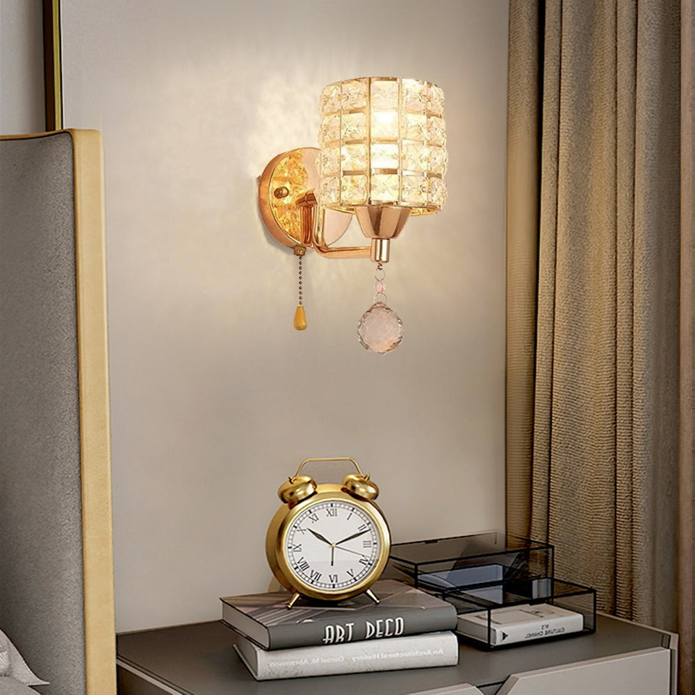 Kristy Vintage Cylinder Metal Bedside Wall Lamp, Gold/Chrome - Neutralighting
