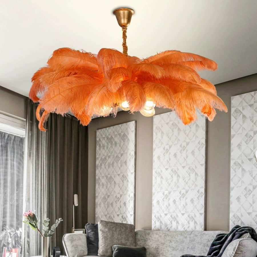 O'Moore Nordic Luxury Pendant Light, Brass/Feather - Neutralighting