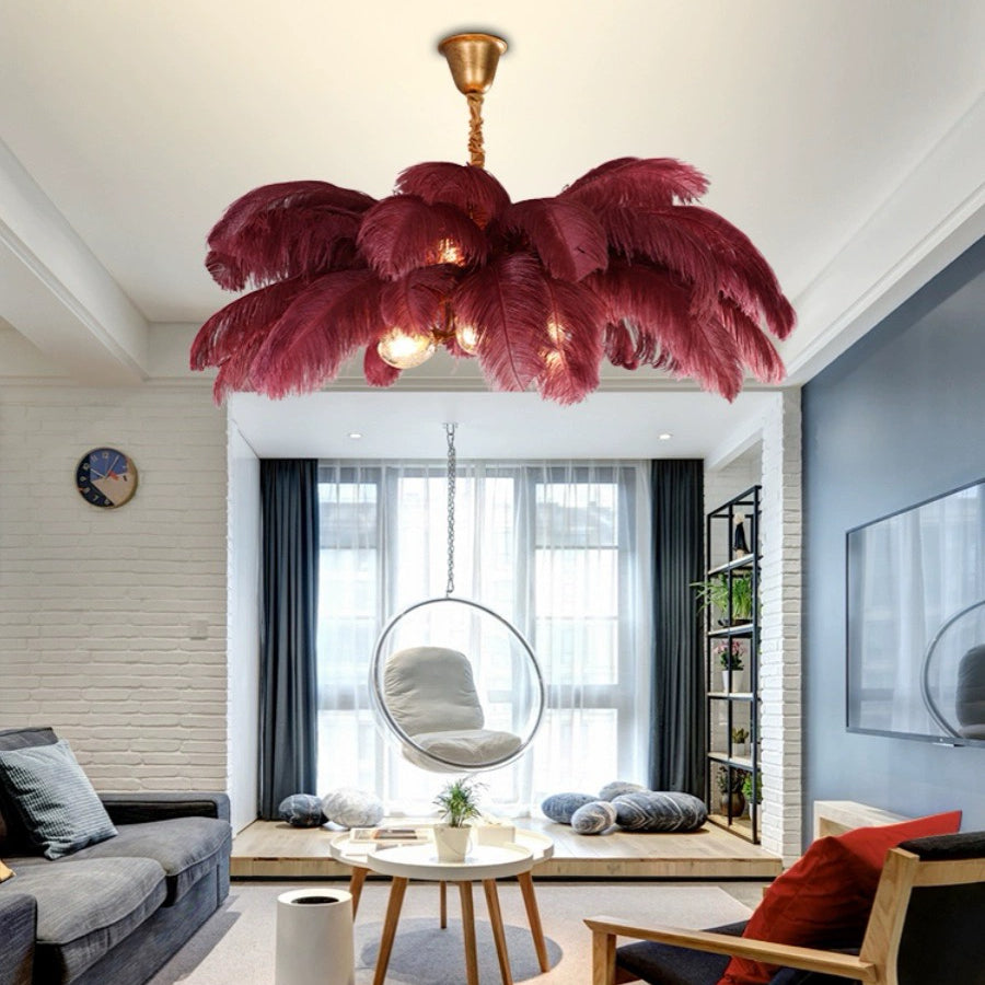 O'Moore Nordic Luxury Pendant Light, Brass/Feather - Neutralighting