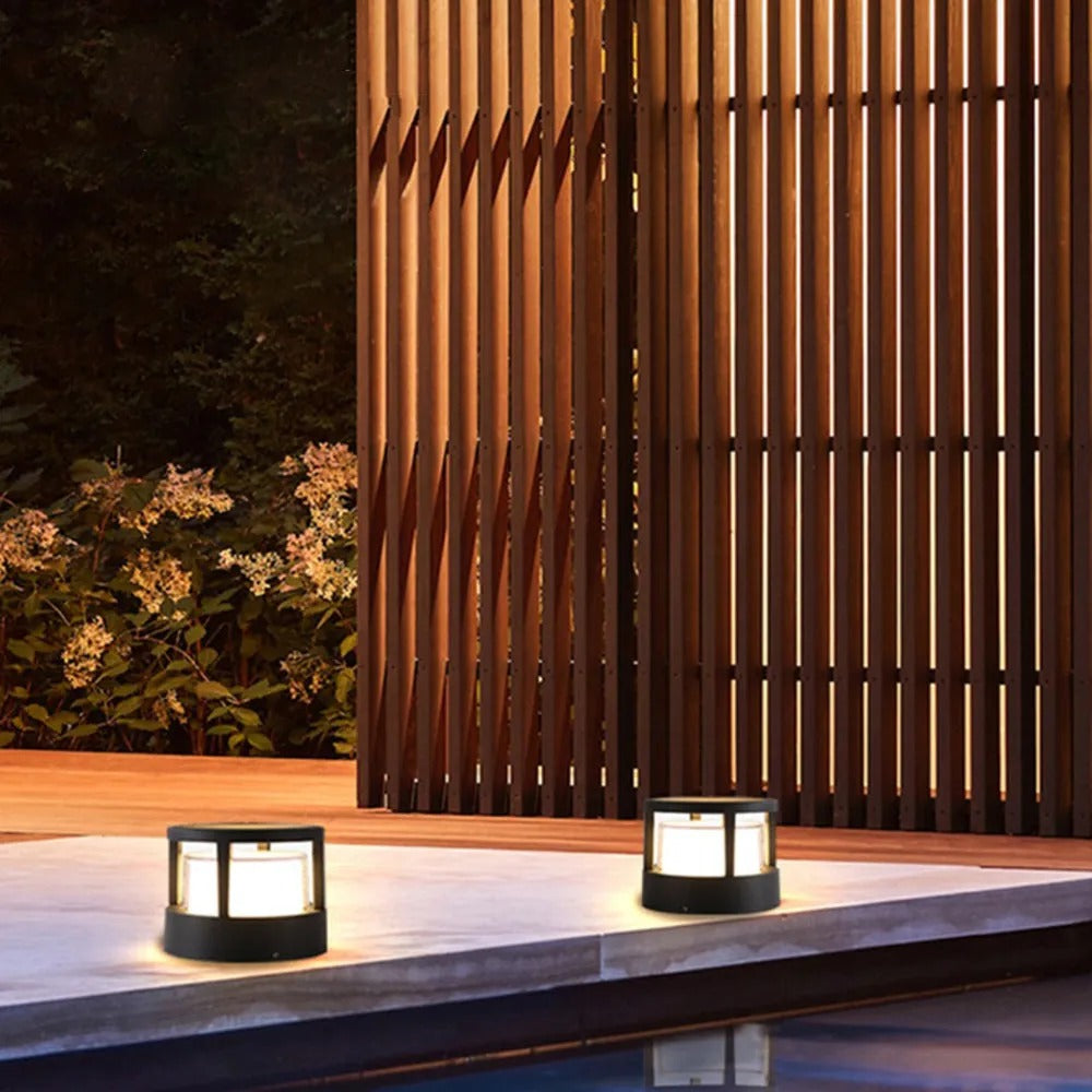 Zyra Modern Metal Cylindrical Outdoor Bollard Light, Black - Neutralighting