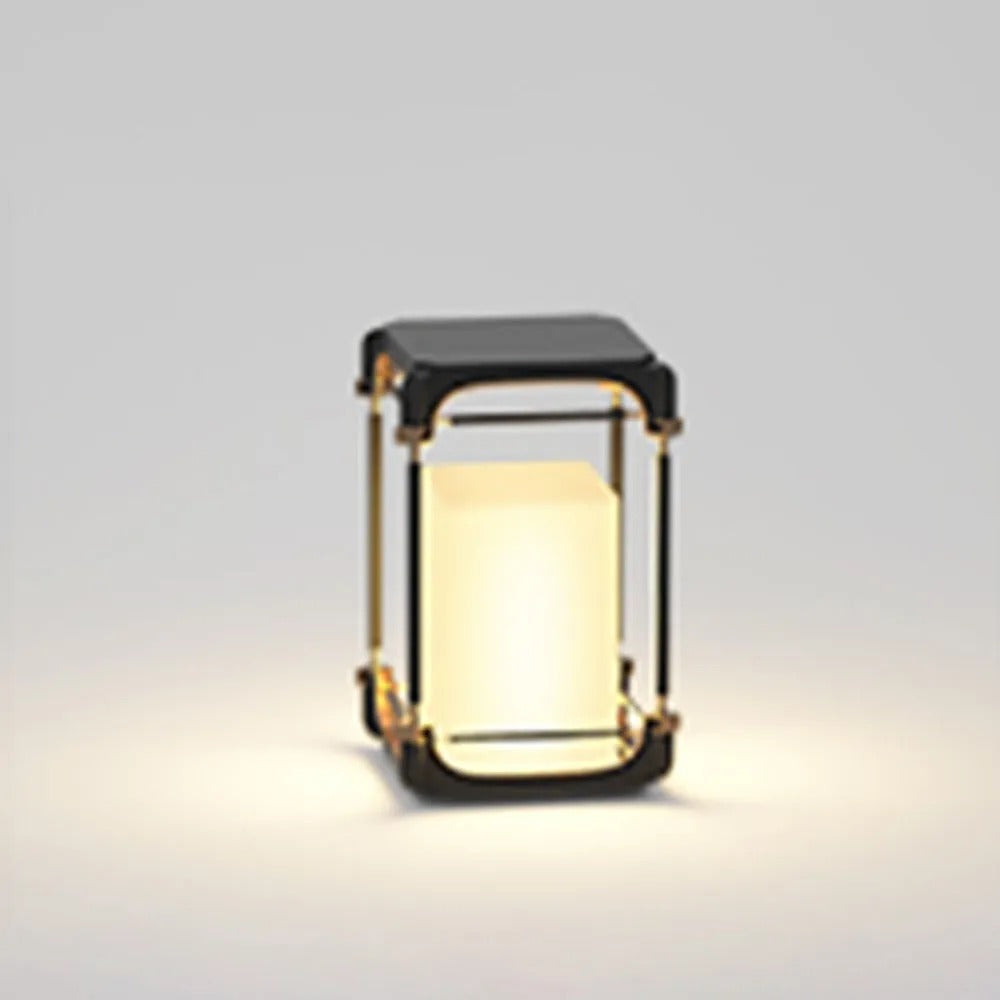Ray Simple Cube/Cuboid Outdoor Floor Lamp, Hardwired/Solar, Black - Neutralighting