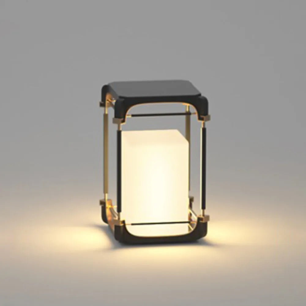 Ray Simple Cube/Cuboid Outdoor Floor Lamp, Hardwired/Solar, Black - Neutralighting