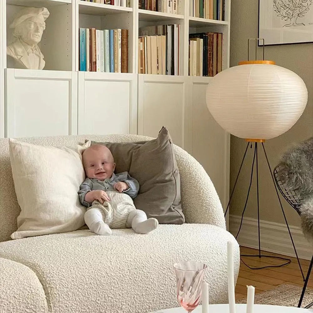 Renée Minimalist Tripod Lantern Paper Floor Lamp, White - Neutralighting