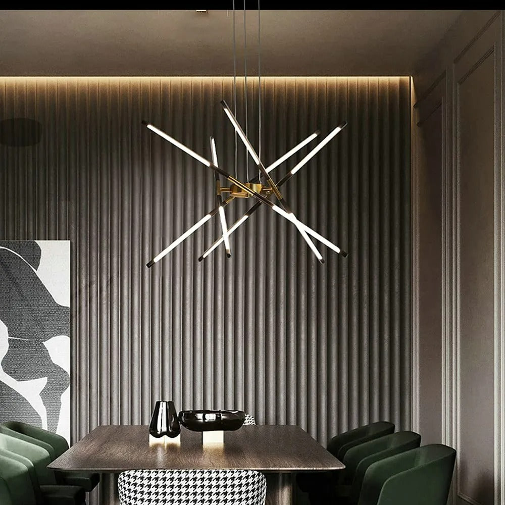 Arisha Pendant Light, Black/Gold, 6/8/10/12 Heads - Neutralighting