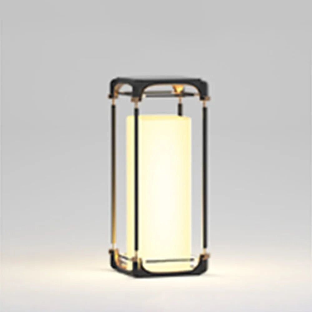 Ray Simple Cube/Cuboid Outdoor Floor Lamp, Hardwired/Solar, Black - Neutralighting