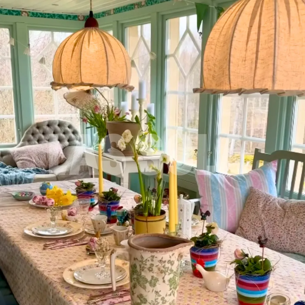 Haloa Vintage Pendant Light Beige, Fabric - Neutralighting