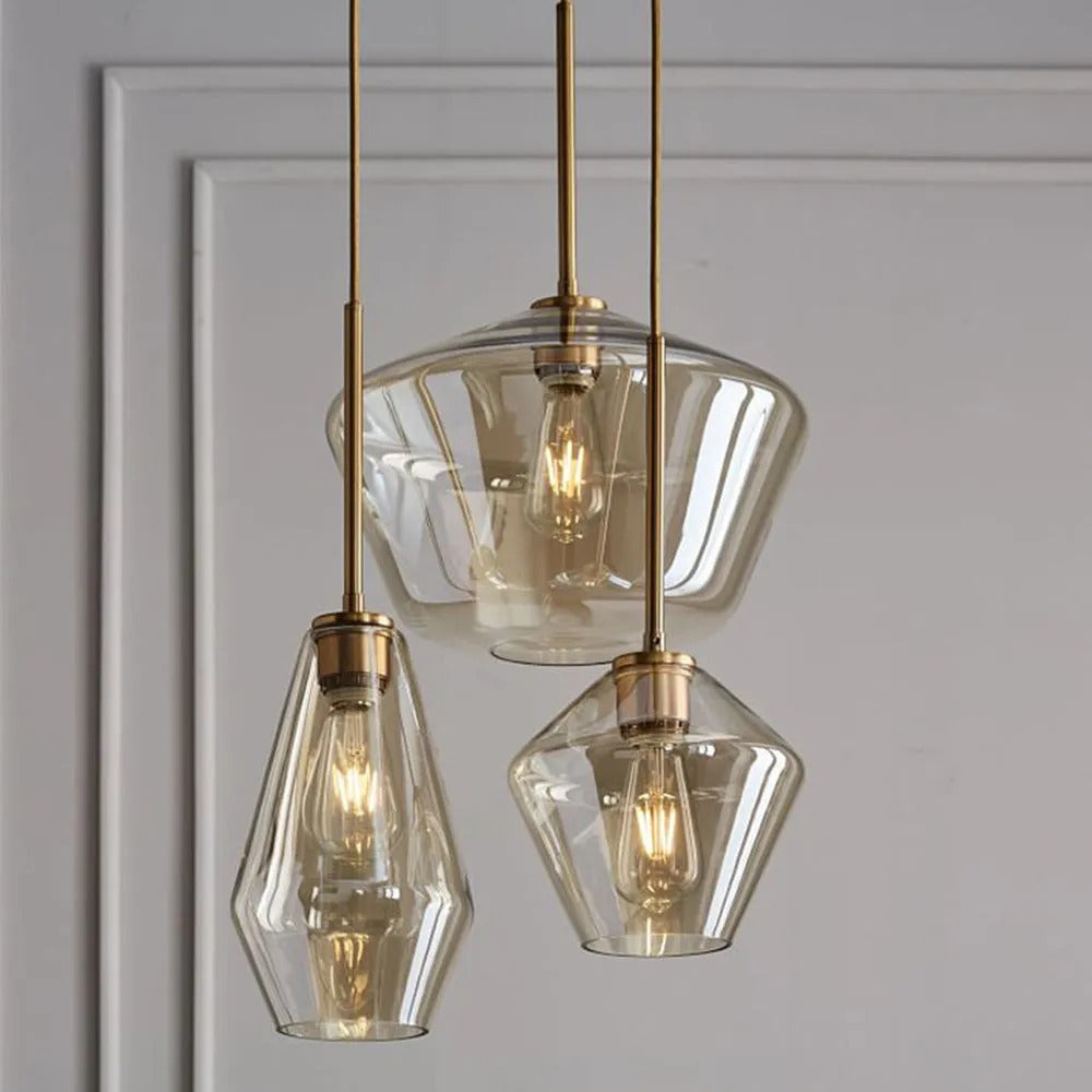 June Pendant Light Glass, Clear/Amber Diamond shape - Neutralighting