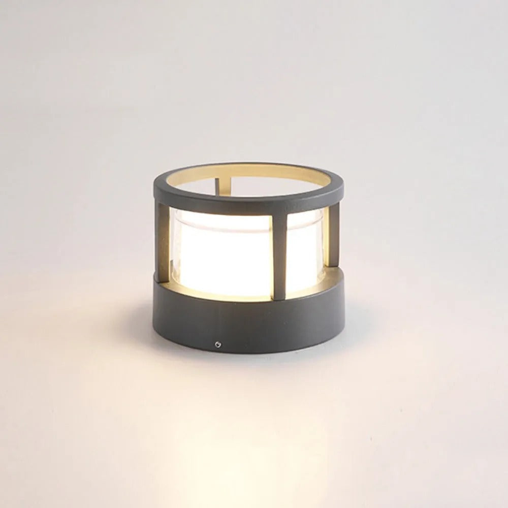 Zyra Modern Metal Cylindrical Outdoor Bollard Light, Black - Neutralighting