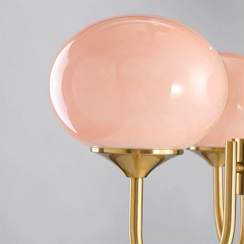Valentina Retro Art Deco Globe Chandelier, White/Pink/Beige - Neutralighting