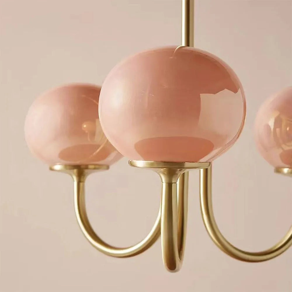 Valentina Retro Art Deco Globe Chandelier, White/Pink/Beige - Neutralighting