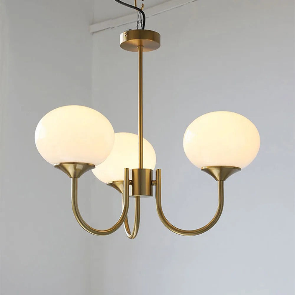 Valentina Retro Art Deco Globe Chandelier, White/Pink/Beige - Neutralighting