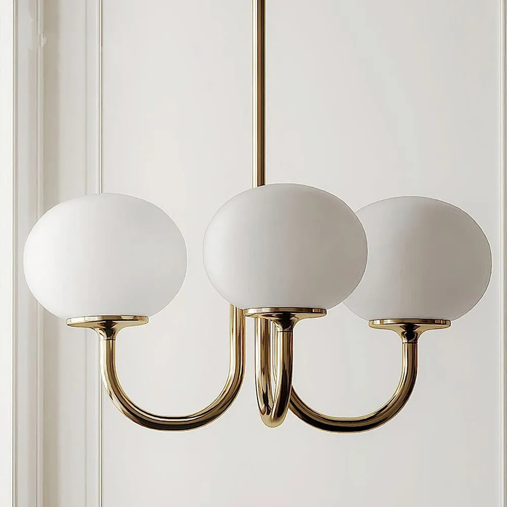 Valentina Retro Art Deco Globe Chandelier, White/Pink/Beige - Neutralighting