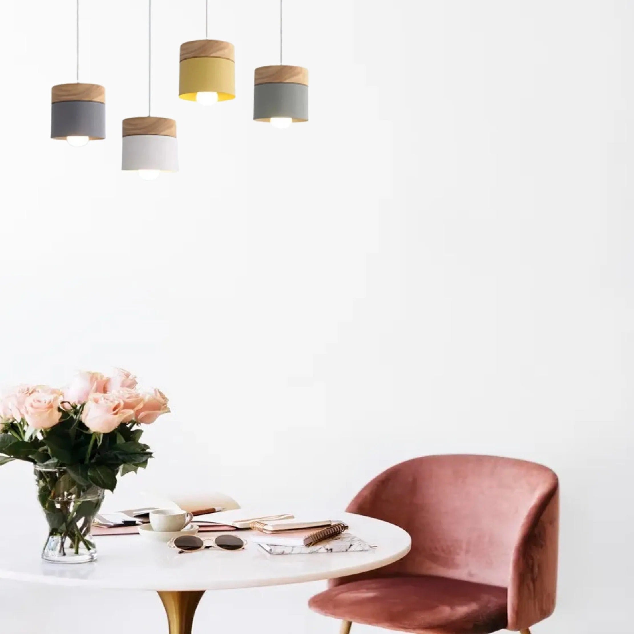 Valentina Modern Can Shape Metal/Wood Pendant Light - Neutralighting