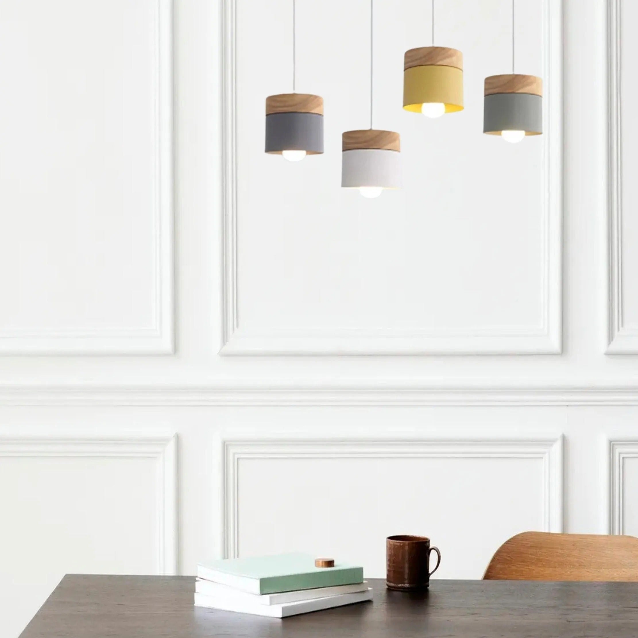 Valentina Modern Can Shape Metal/Wood Pendant Light - Neutralighting