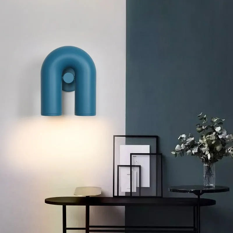 Arisha Wall Lamp U-shaped Design LED Metal, Black/Blue/Gray/Red, Bedroom - Neutralighting