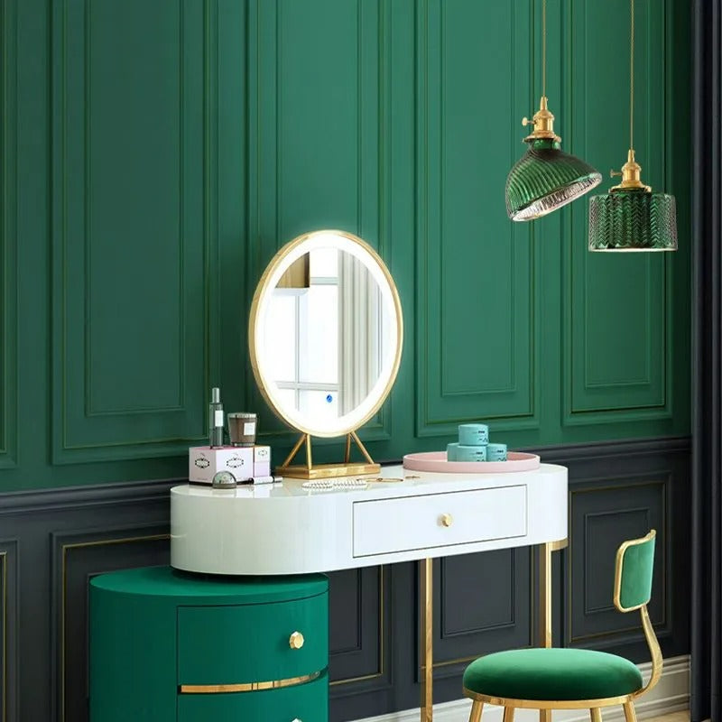 Valentina Retro LED Pendant Light Metal Green Glass Dining Room - Neutralighting