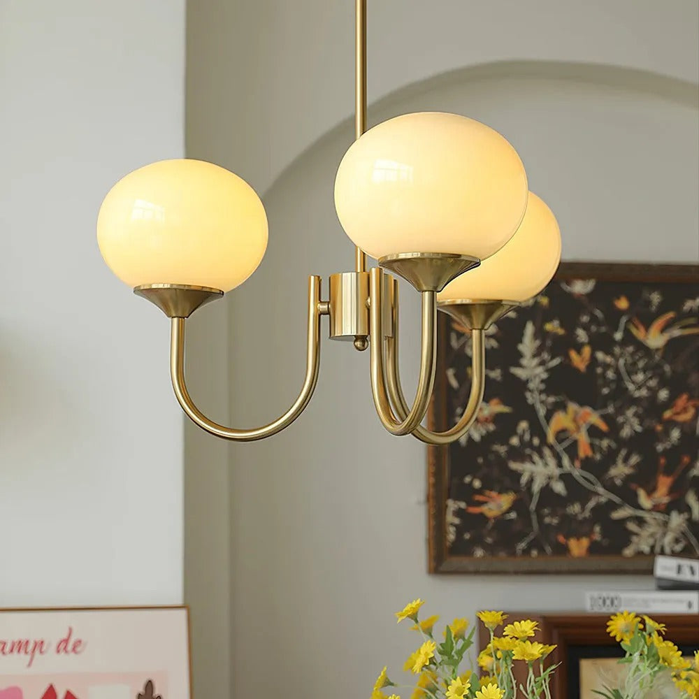 Valentina Retro Art Deco Globe Chandelier, White/Pink/Beige - Neutralighting