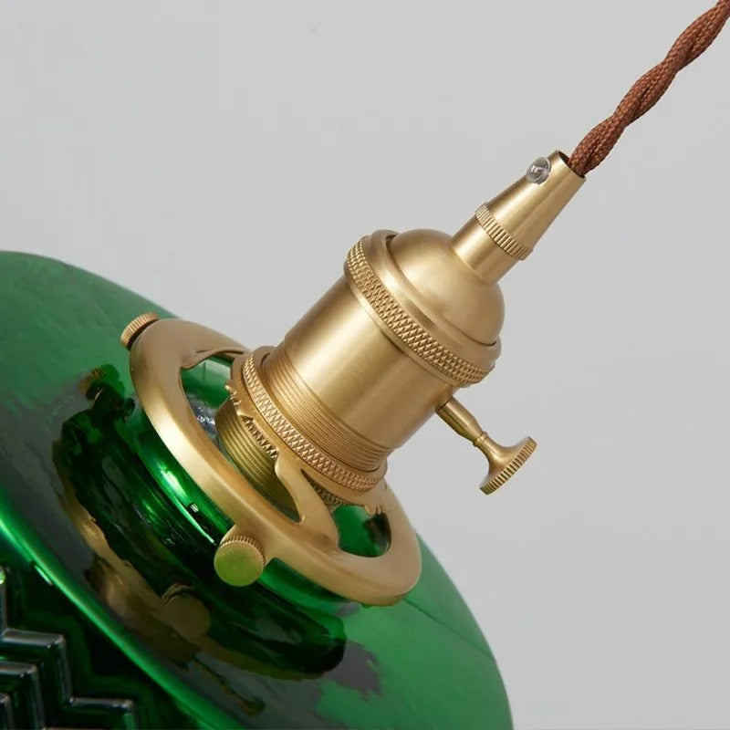 Valentina Retro LED Pendant Light Metal Green Glass Dining Room - Neutralighting