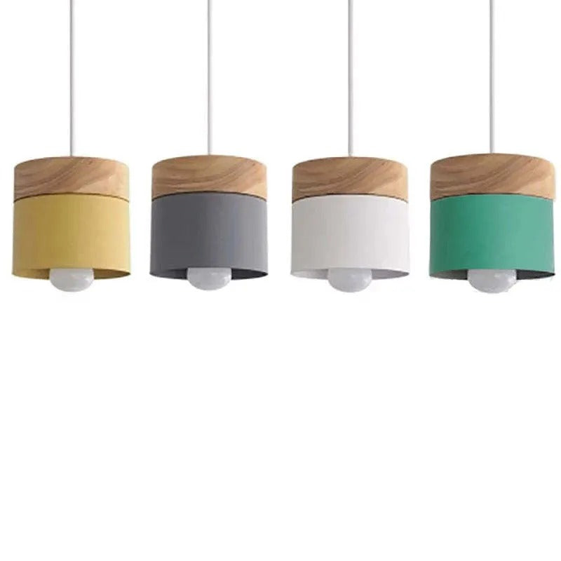 Valentina Modern Can Shape Metal/Wood Pendant Light - Neutralighting