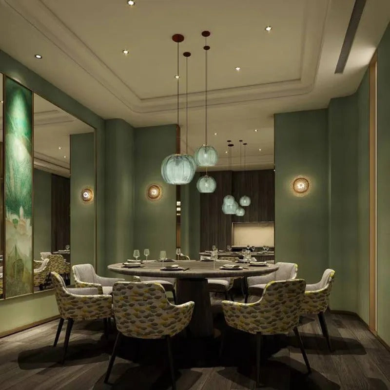Aira Green Nordic Artistic Ribbed Glass Pendant Light - Neutralighting