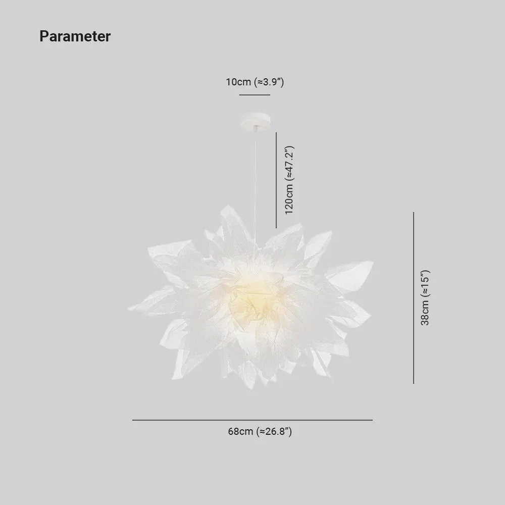 Arisha Modern Flower Fabric Pendant Light, Bedroom, White - Neutralighting
