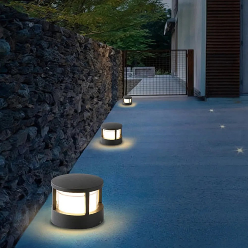 Zyra Modern Metal Cylindrical Outdoor Bollard Light, Black - Neutralighting