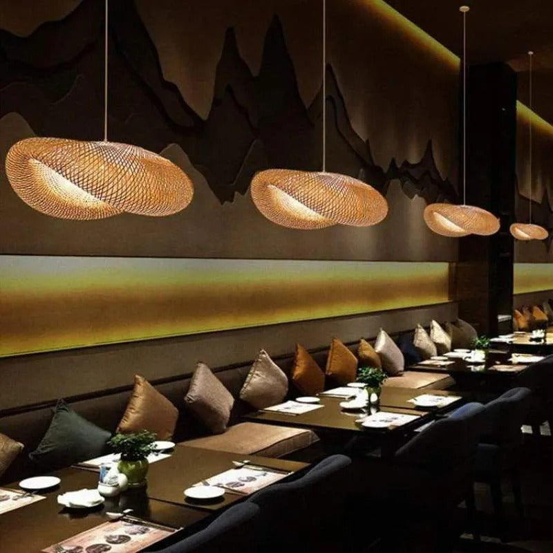 Rinwa Natural Pendant Light for Dining Room/Kitchen Island, Bamboo - Neutralighting