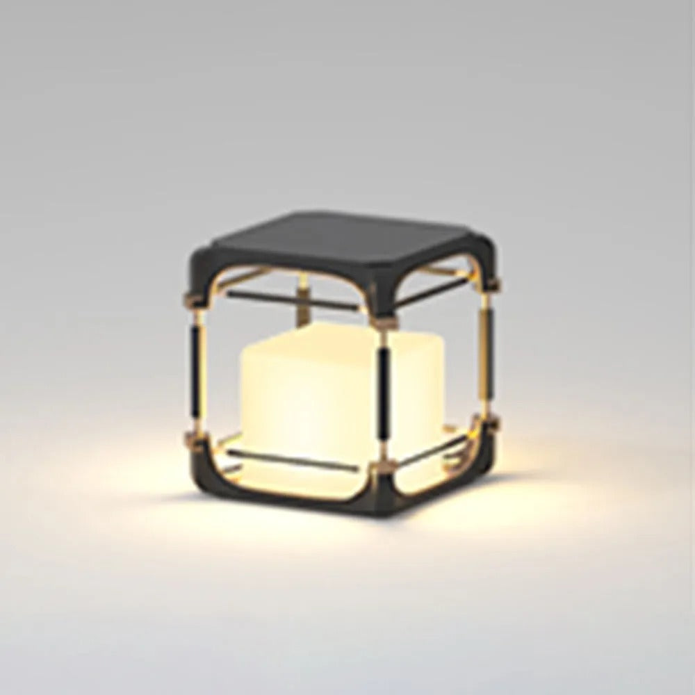 Ray Simple Cube/Cuboid Outdoor Floor Lamp, Hardwired/Solar, Black - Neutralighting