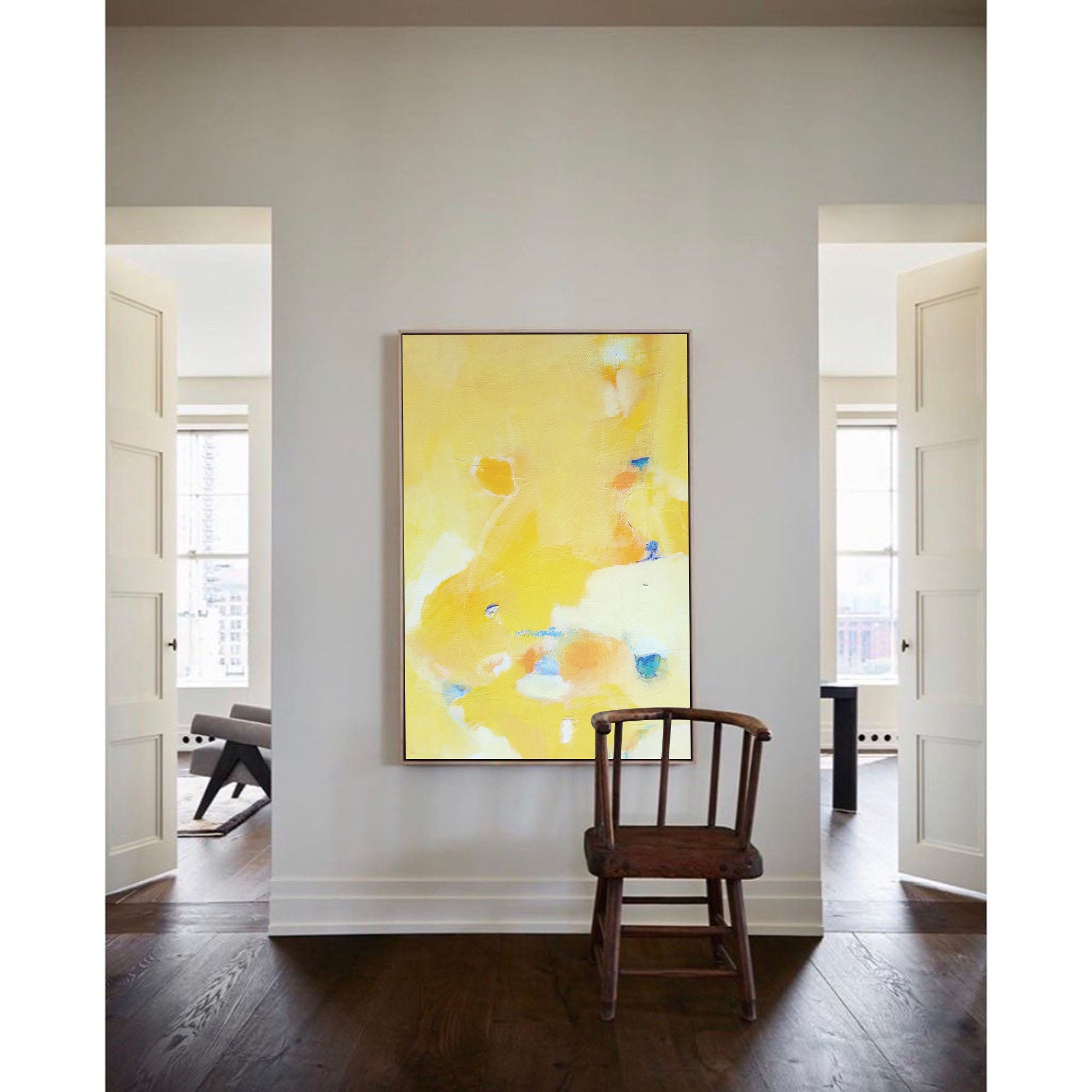 Wall Art Minimalist Soft Yellow Watercolor Abstract