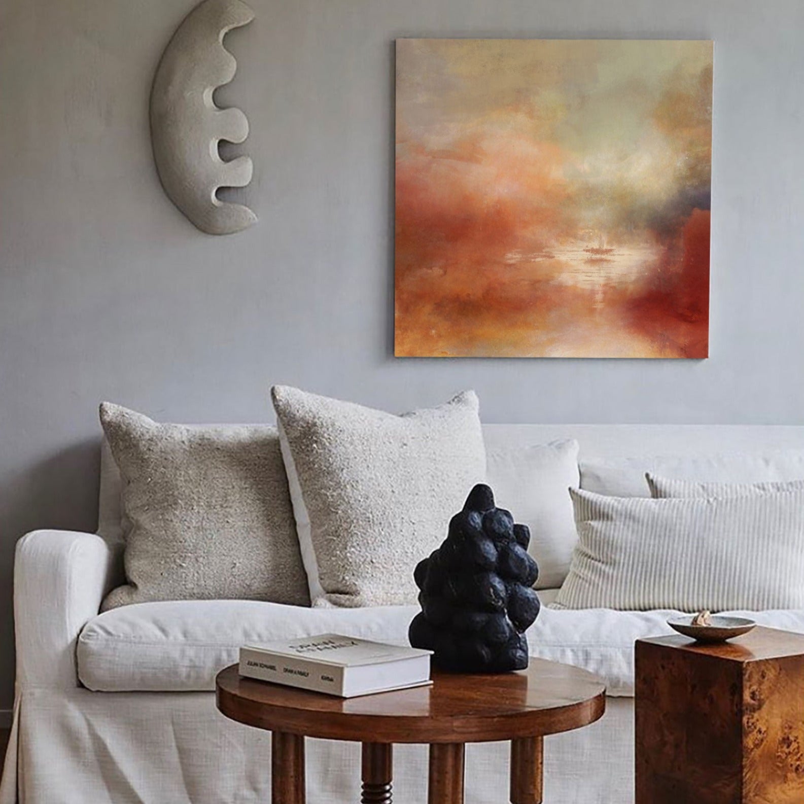 Landscape Red Gold Sunset Abstract Painting
