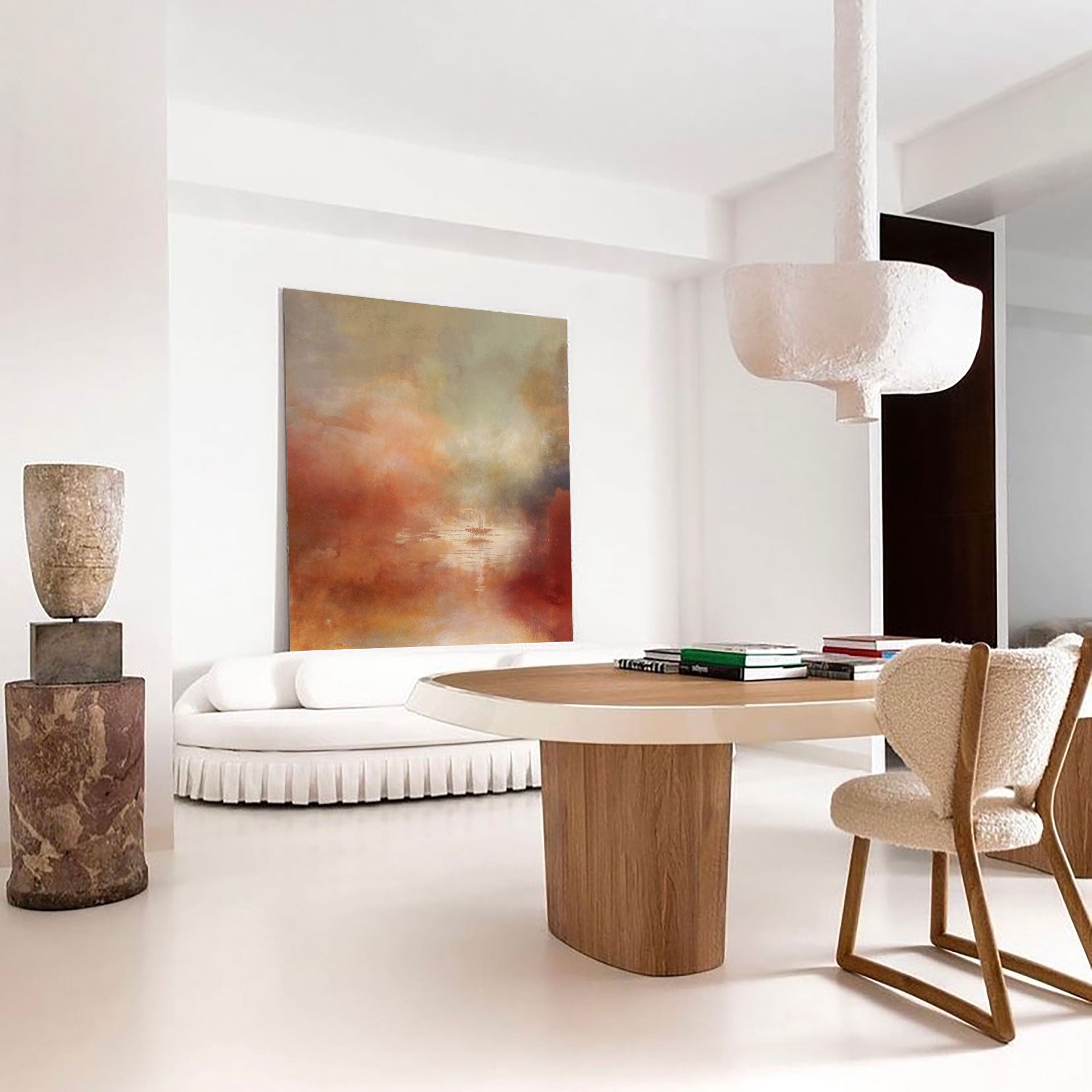Landscape Red Gold Sunset Abstract Painting