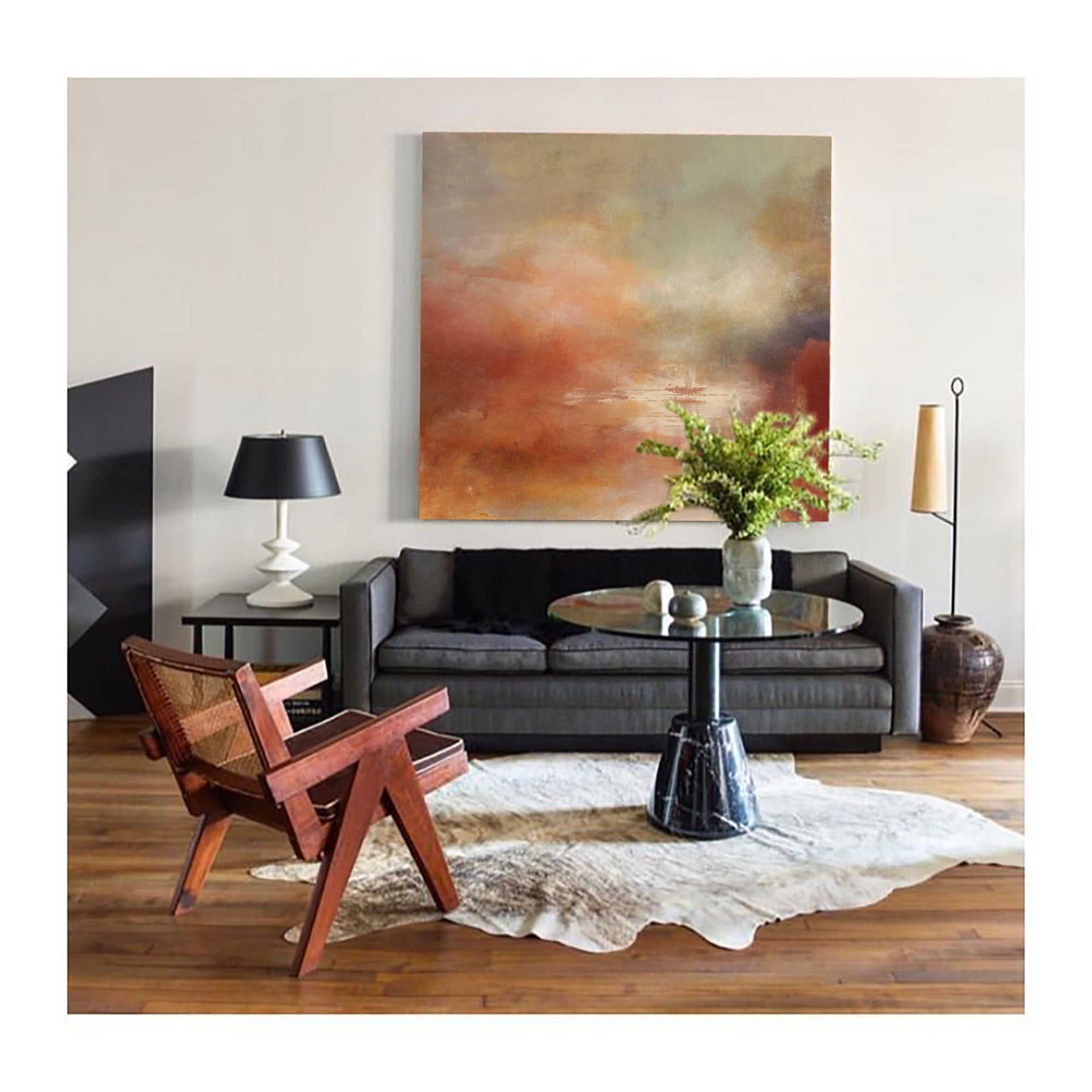 Landscape Red Gold Sunset Abstract Painting
