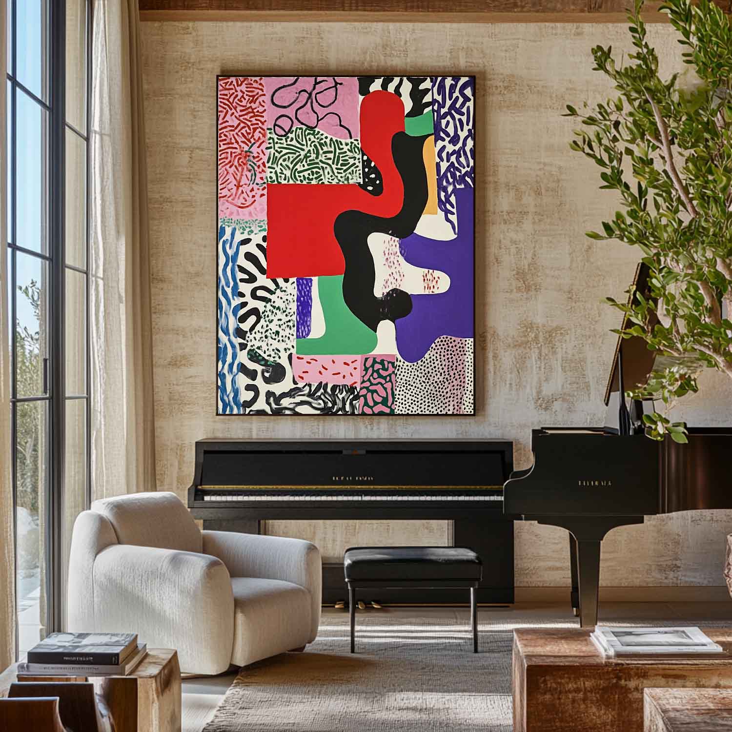 Matisse-Inspired Cut-Out Mixed Pattern Oil Painting