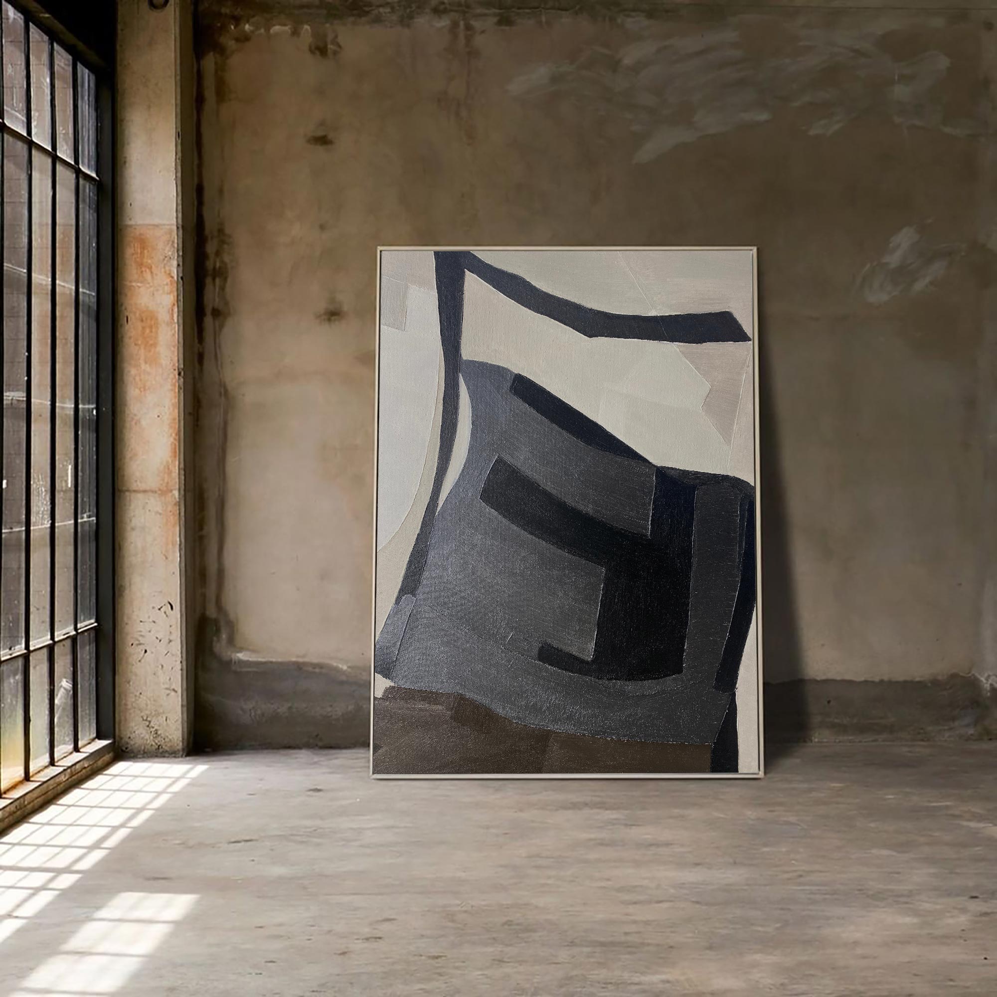 Black And Brown Abstract Painting ABAV188 - Neutralighting