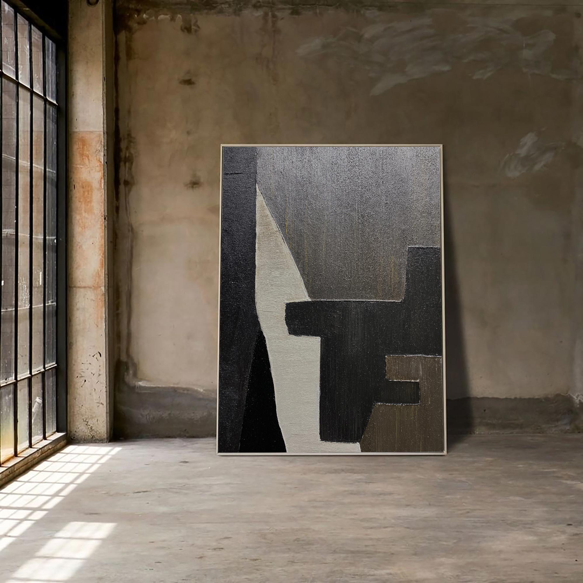 Black And Brown Abstract Painting ABAV190 - Neutralighting