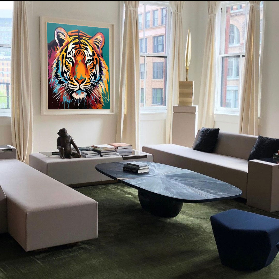 Vivid Splash‑Paint Tiger Wall Art