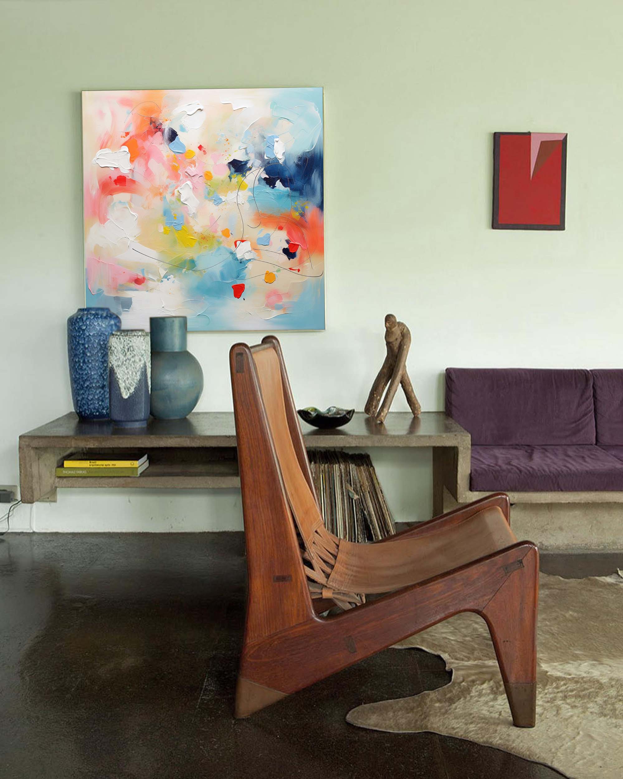 Colorful Pastel Abstract Impasto Canvas Painting