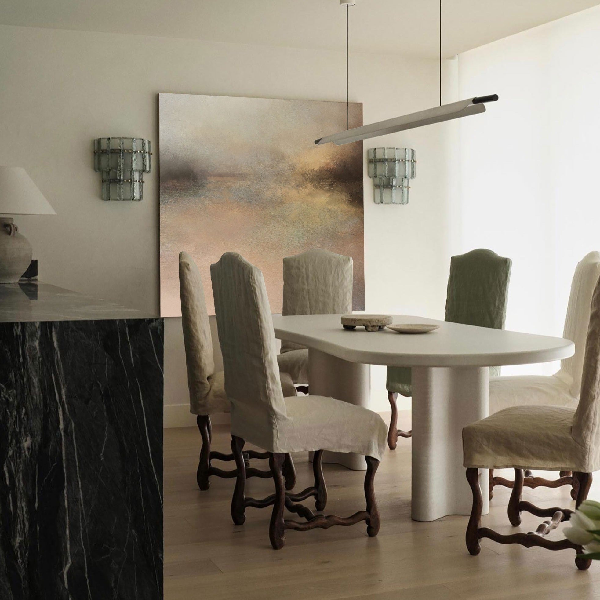 Wall Art Abstract Horizon Landscape Modern Textured Canvas Living Room | Neutralighting