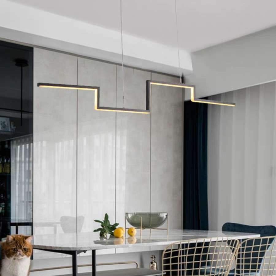 Arisha Designer Linear Metal Pendant Light, Black/Gold - Neutralighting
