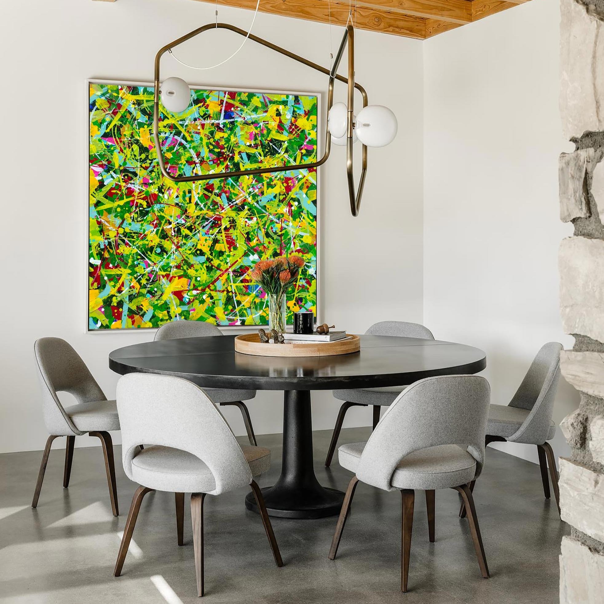 Vibrant Abstract Green Yellow Red Blue Canvas