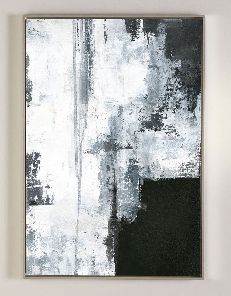 Black White Abstract Textured Painting