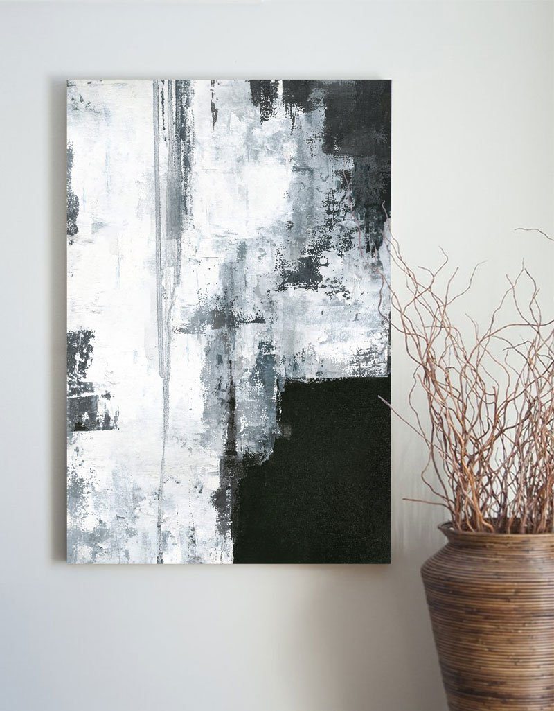 Black White Abstract Textured Painting