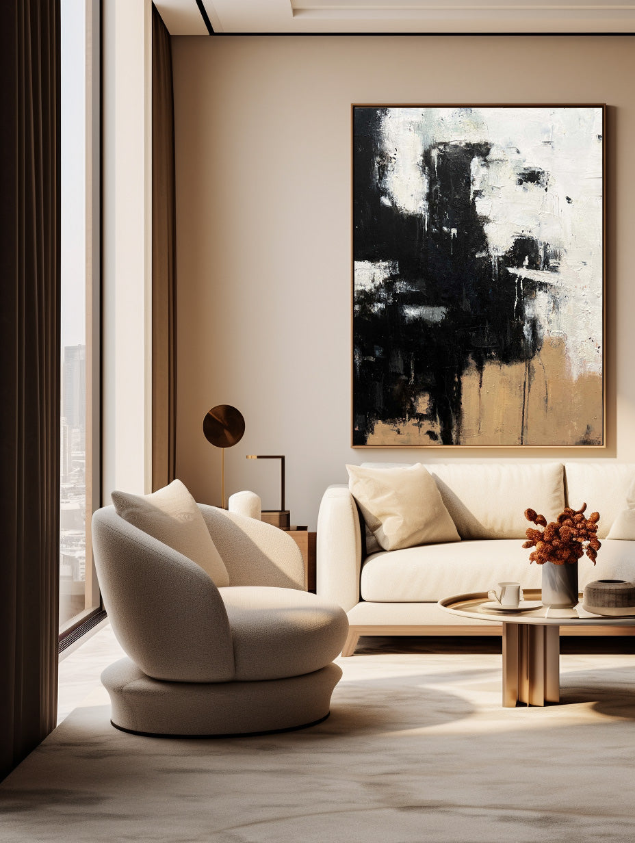 Dark Ochre Drip Effect Abstract Canvas Art
