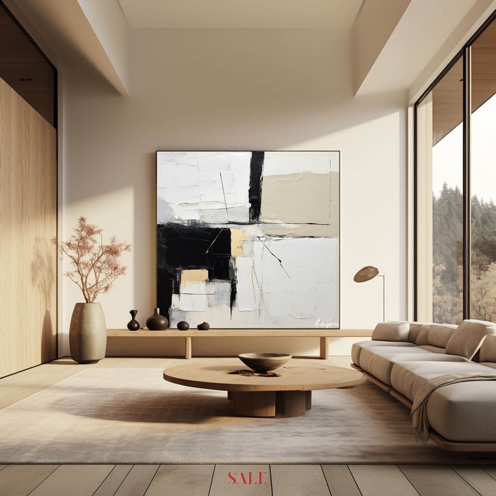 Wall Art Monochrome Architectural Grid