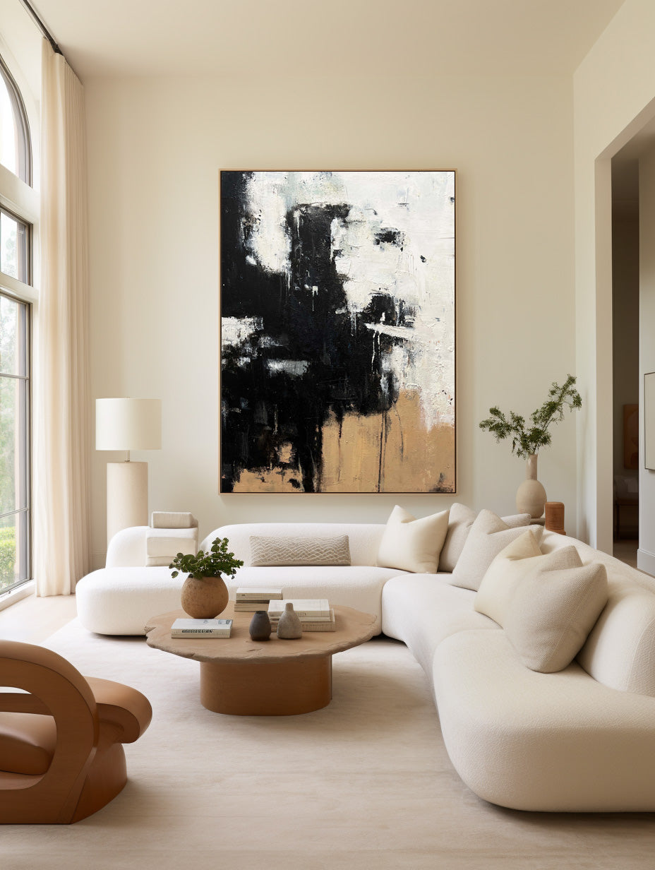 Dark Ochre Drip Effect Abstract Canvas Art