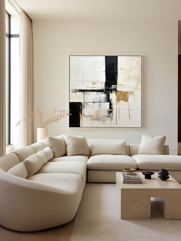 Black White Geometric Abstract Painting